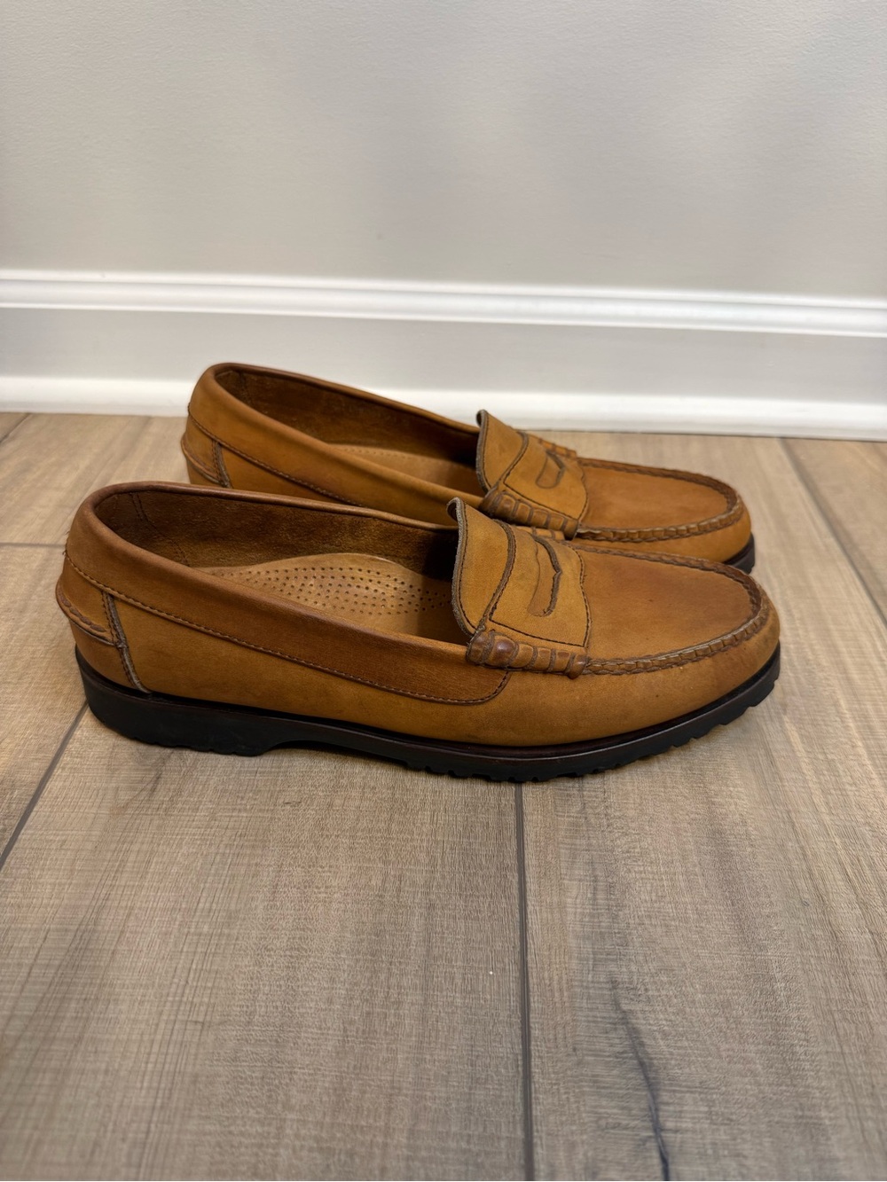 Cole Haan Men's Cognac Hand Sewn Leather Penny Loafers